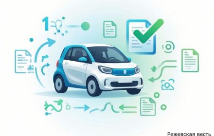 Легковой автомобиль и условные значки документов на иллюстрации